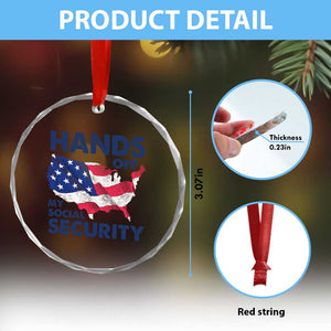 Hands Off My Social Security Crystal Glass Ornament Patriotic USA Retirement Protection American Flag TS02 Print Your Wear