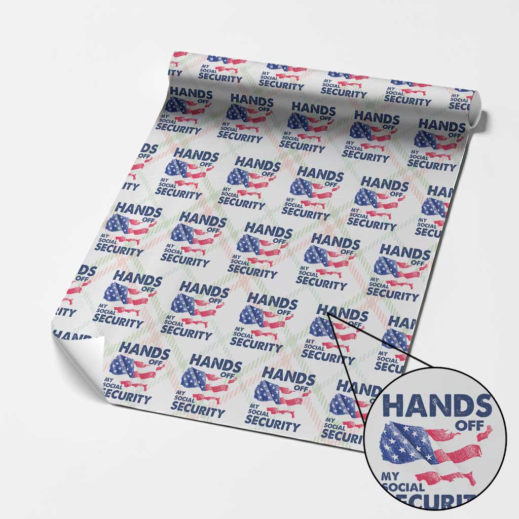 Hands Off My Social Security Wrapping Paper Roll Patriotic USA Retirement Protection American Flag TS02 Christmas Plaid Print Your Wear