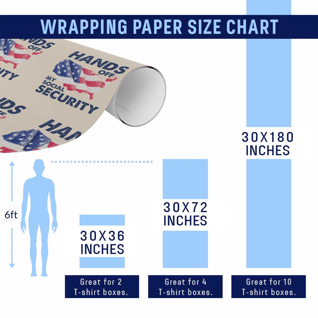 Hands Off My Social Security Wrapping Paper Roll Patriotic USA Retirement Protection American Flag TS02 Print Your Wear