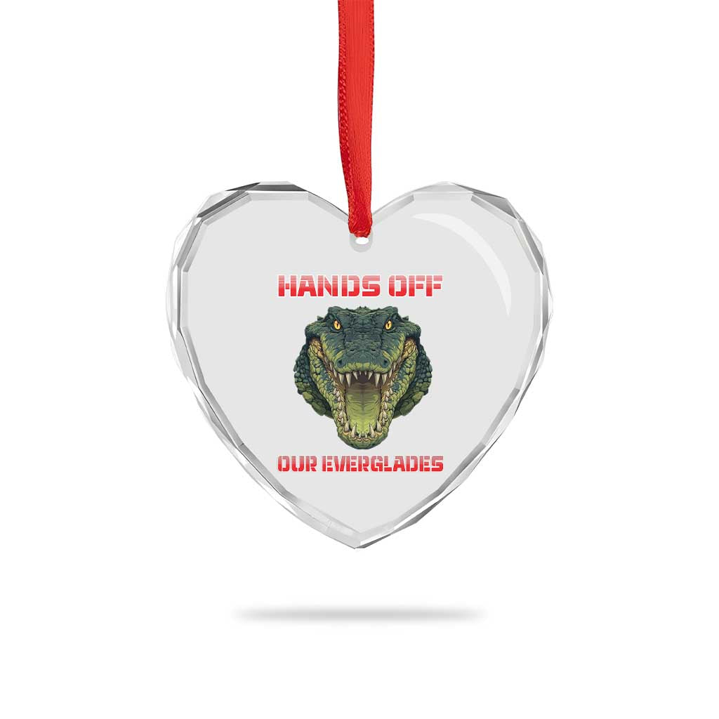 Hands Off Our Everglades Heart Crystal Glass Ornament Fierce Alligator Protest TS02 Print Your Wear