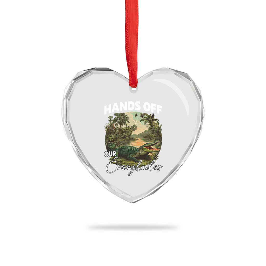 Hands Off Our Everglades Heart Crystal Glass Ornament Vintage Alligator Swamp TS02 Print Your Wear