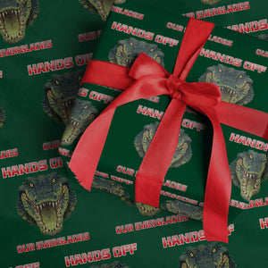 Hands Off Our Everglades Wrapping Paper Roll Fierce Alligator Protest TS02 Green Print Your Wear