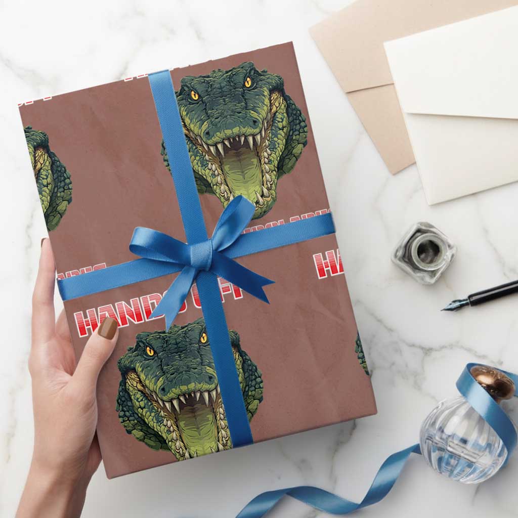 Hands Off Our Everglades Wrapping Paper Roll Fierce Alligator Protest TS02 Mocha Print Your Wear