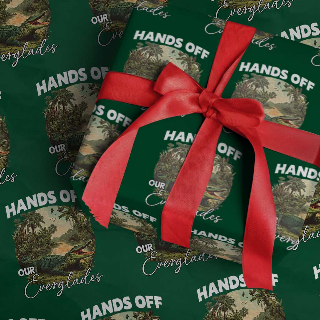 Hands Off Our Everglades Wrapping Paper Roll Vintage Alligator Swamp TS02 Green Print Your Wear