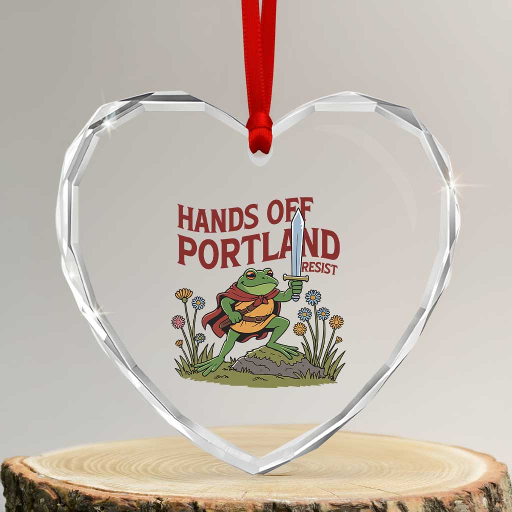 Hands Off Portland Sword Frog Heart Crystal Glass Ornament Freedom Fighters Hero Resist TS02 Transparent Glass 3'' Heart Print Your Wear