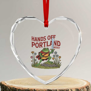 Hands Off Portland Sword Frog Heart Crystal Glass Ornament Freedom Fighters Hero Resist TS02 Transparent Glass 3'' Heart Print Your Wear