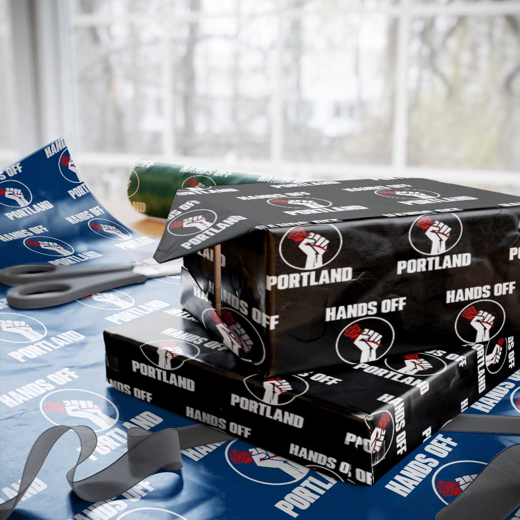 Hands Off Portland Wrapping Paper Roll Rose Fist Oregon Freedom Fighter TS02 Black Print Your Wear