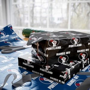 Hands Off Portland Wrapping Paper Roll Rose Fist Oregon Freedom Fighter TS02 Black Print Your Wear