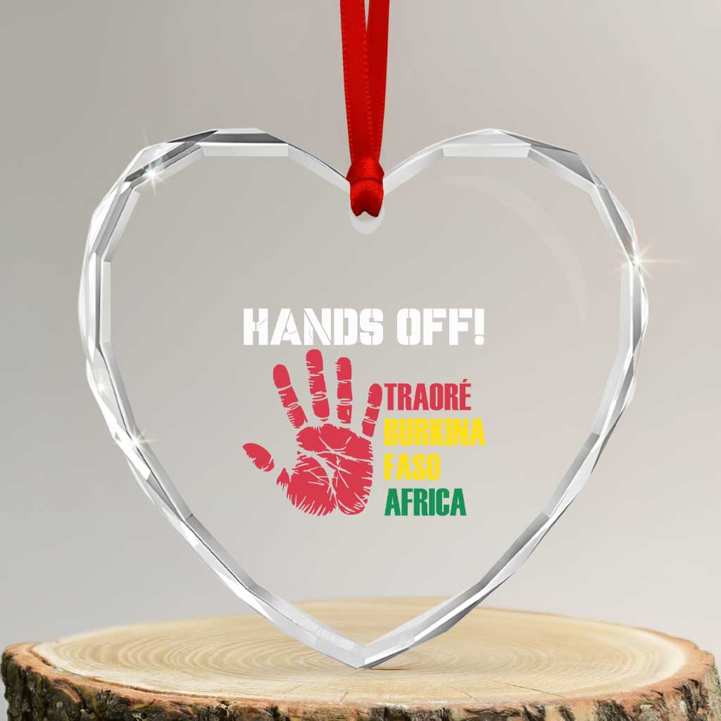Hands Off Traoré Burkina Faso Africa Heart Crystal Glass Ornament TS02 Transparent Glass 3'' Heart Print Your Wear
