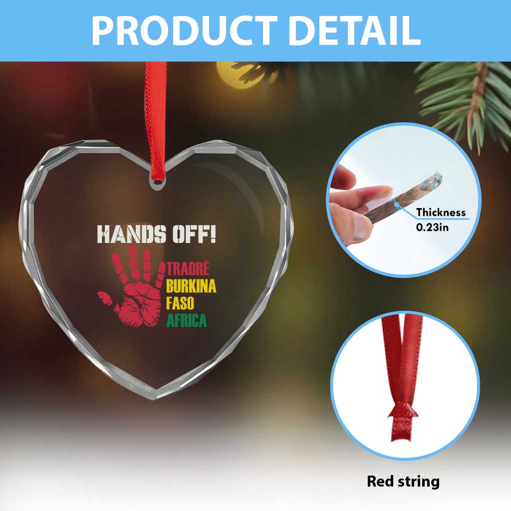 Hands Off Traoré Burkina Faso Africa Heart Crystal Glass Ornament TS02 Print Your Wear