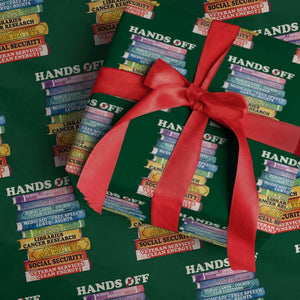 Hands Off Wrapping Paper Roll Social Security And Medicare Protest Colorful Books TS11 Green Print Your Wear