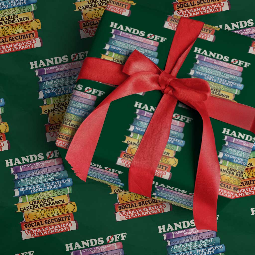 Hands Off Wrapping Paper Roll Social Security And Medicare Protest Colorful Books - Print Your Wear