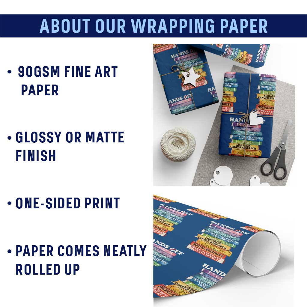 Hands Off Wrapping Paper Roll Social Security And Medicare Protest Colorful Books TS11 Print Your Wear
