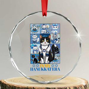 Hanukkah Cat Crystal Glass Ornament In My Hanukkat Era Cute Jewish Cats TS09 Transparent Glass 3'' Circle Print Your Wear