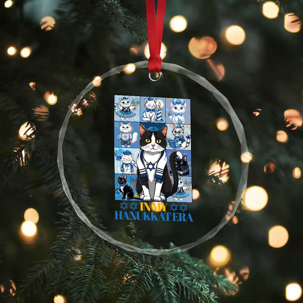Hanukkah Cat Crystal Glass Ornament In My Hanukkat Era Cute Jewish Cats TS09 Print Your Wear