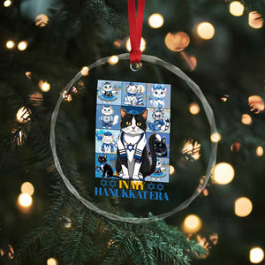 Hanukkah Cat Crystal Glass Ornament In My Hanukkat Era Cute Jewish Cats TS09 Print Your Wear
