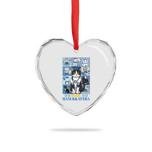 Hanukkah Cat Heart Crystal Glass Ornament In My Hanukkat Era Cute Jewish Cats TS09 Print Your Wear