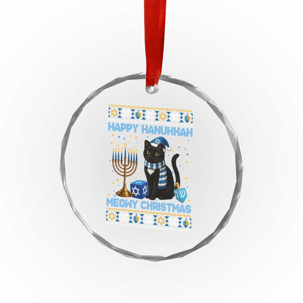 Hanukkah Cat Lover Gifts Crystal Glass Ornament Happy Hanukkah Meowy Christmas TS12 Print Your Wear