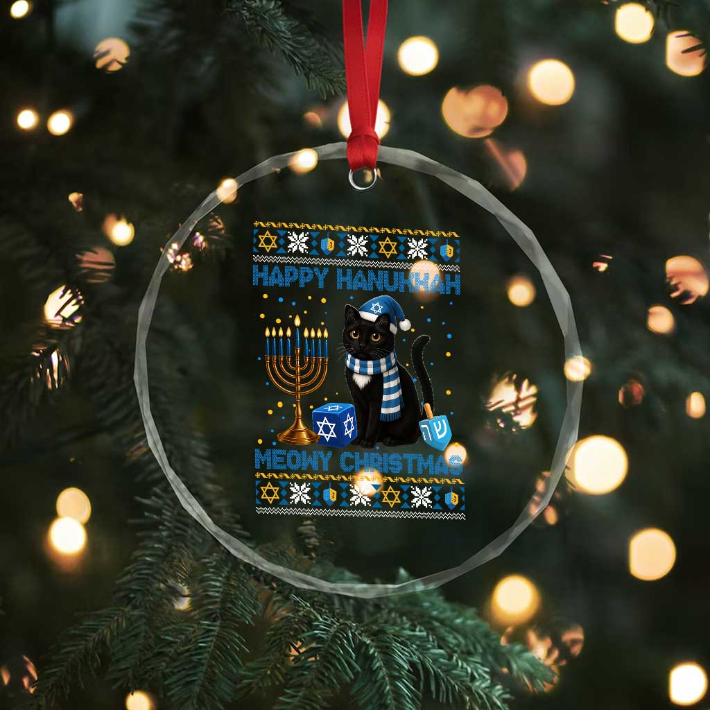 Hanukkah Cat Lover Gifts Crystal Glass Ornament Happy Hanukkah Meowy Christmas TS12 Print Your Wear