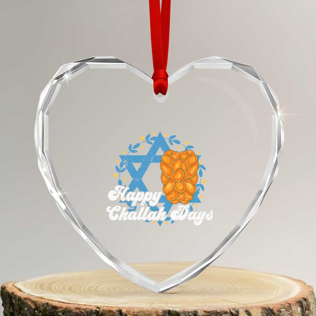 Hanukkah Challah Heart Crystal Glass Ornament Happy Challah Days Star Of David Gift TS12 Transparent Glass 3'' Heart Print Your Wear