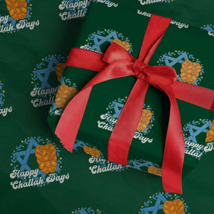 Hanukkah Challah Wrapping Paper Roll Happy Challah Days Star Of David Gift TS12 Green Print Your Wear