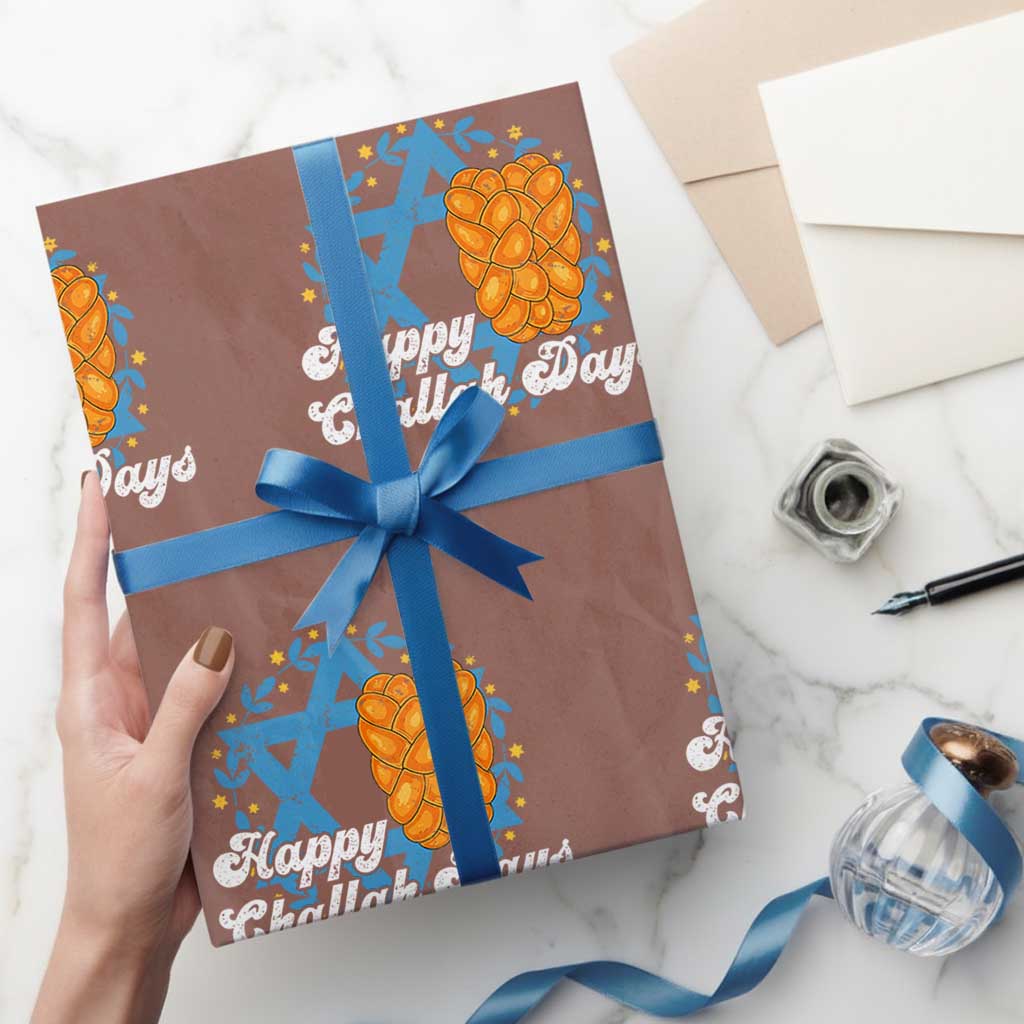 Hanukkah Challah Wrapping Paper Roll Happy Challah Days Star Of David Gift TS12 Mocha Print Your Wear