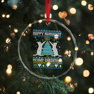 Hanukkah Christmas Cat Crystal Glass Ornament Happy Hanukkat Meowy Christmas TS09 Print Your Wear