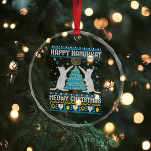 Hanukkah Christmas Cat Crystal Glass Ornament Happy Hanukkat Meowy Christmas TS09 Print Your Wear