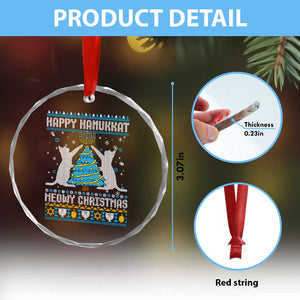 Hanukkah Christmas Cat Crystal Glass Ornament Happy Hanukkat Meowy Christmas TS09 Print Your Wear