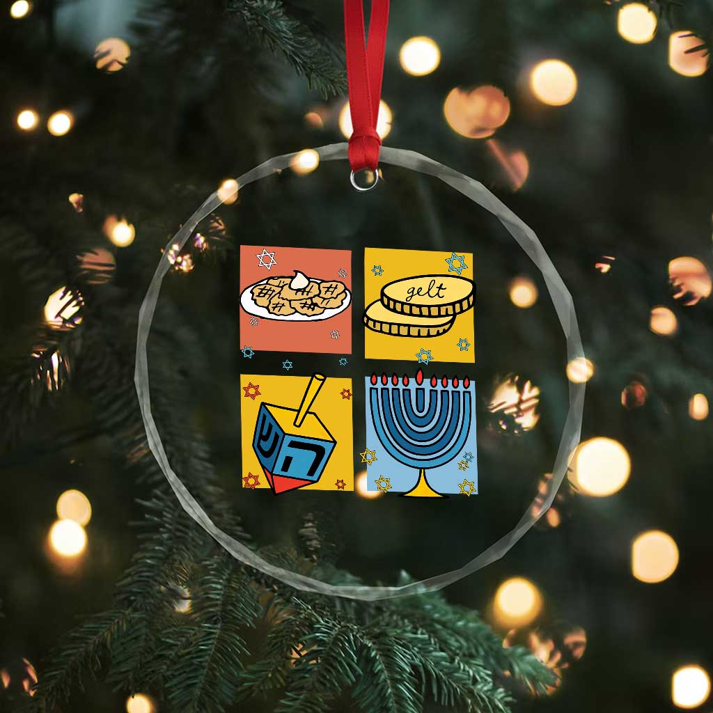 Hanukkah Crystal Glass Ornament Festival Of Lights Dreidel Menorah Candle Star Gift TS12 Print Your Wear
