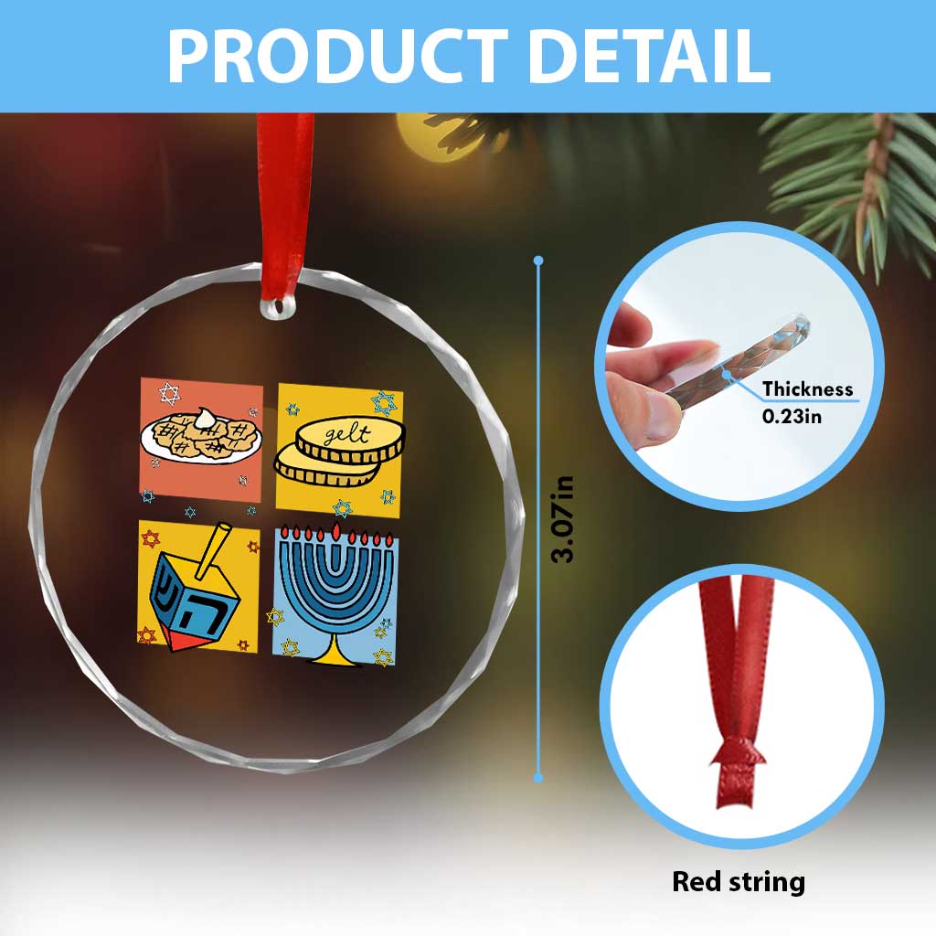 Hanukkah Crystal Glass Ornament Festival Of Lights Dreidel Menorah Candle Star Gift TS12 Print Your Wear