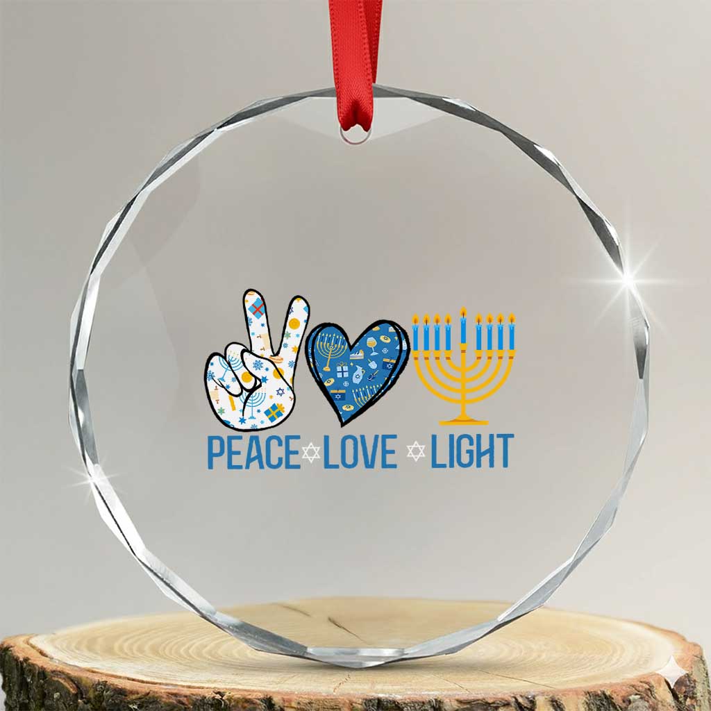 Hanukkah Crystal Glass Ornament Peace Love Light Chanukah Jewish David Star TS11 Transparent Glass 3'' Circle Print Your Wear
