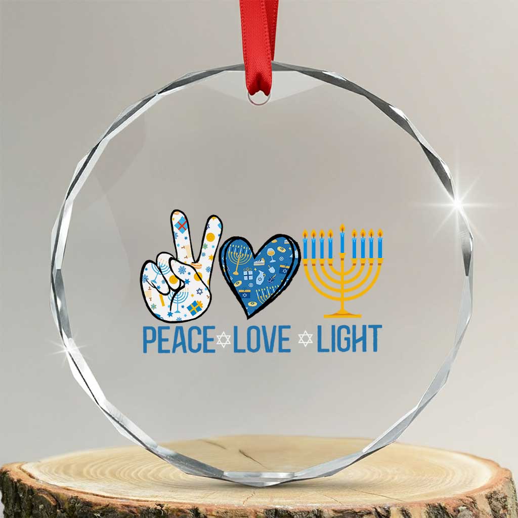 Hanukkah Crystal Glass Ornament Peace Love Light Chanukah Jewish David Star TS11 Transparent Glass 3'' Circle Print Your Wear