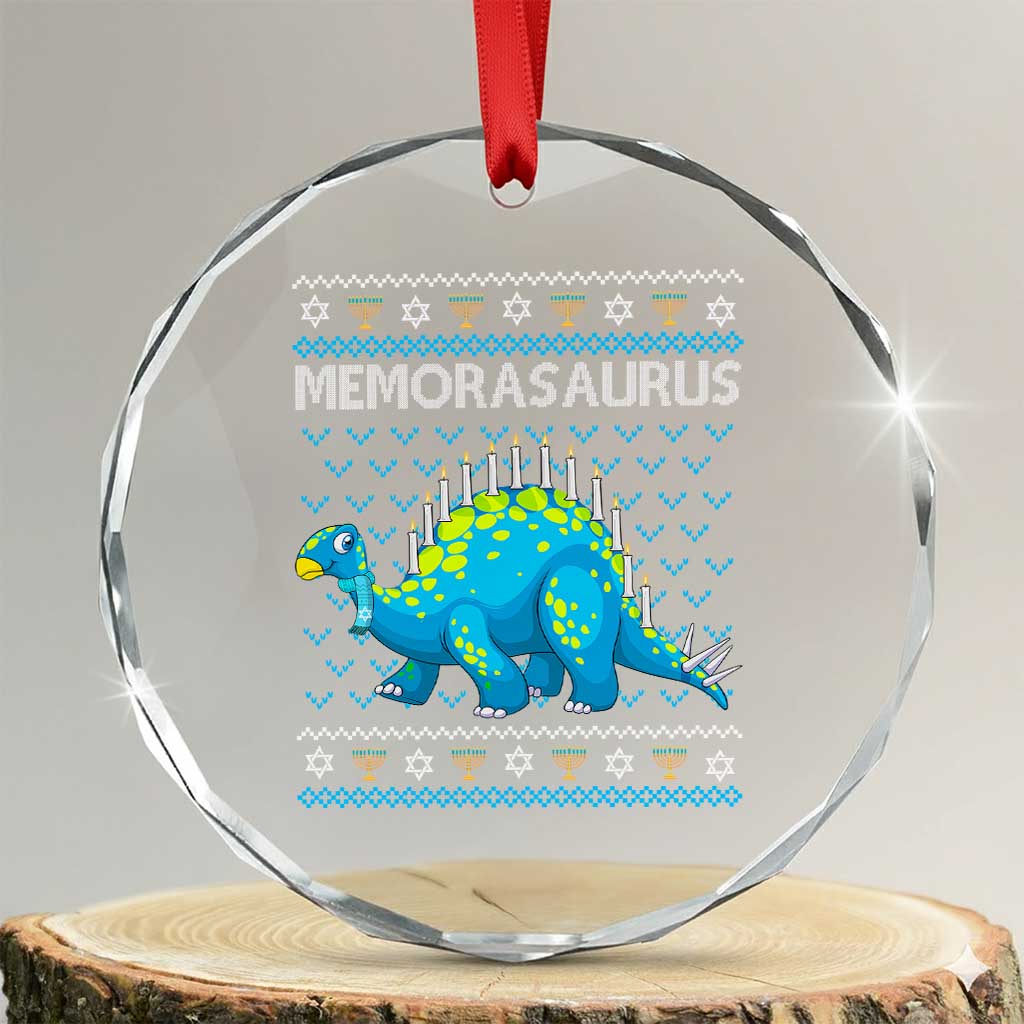 Hanukkah Dinosaur Crystal Glass Ornament Menorasaurus Menorah Dino TS09 Transparent Glass 3'' Circle Print Your Wear