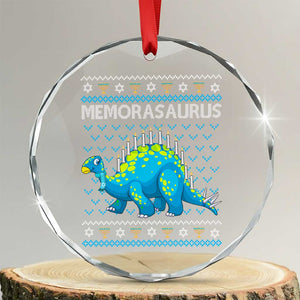 Hanukkah Dinosaur Crystal Glass Ornament Menorasaurus Menorah Dino TS09 Transparent Glass 3'' Circle Print Your Wear