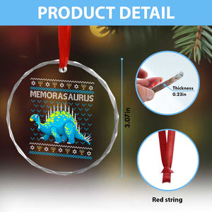 Hanukkah Dinosaur Crystal Glass Ornament Menorasaurus Menorah Dino TS09 Print Your Wear