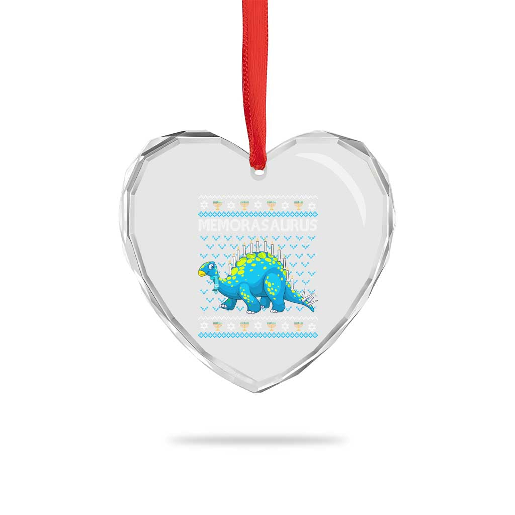 Hanukkah Dinosaur Heart Crystal Glass Ornament Menorasaurus Menorah Dino TS09 Print Your Wear