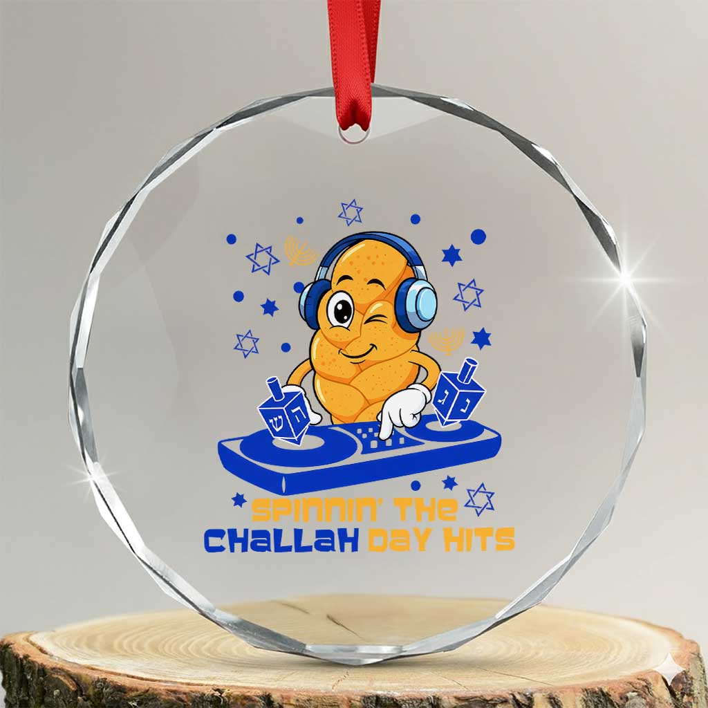 Hanukkah DJ Challah And Dreidel Crystal Glass Ornament Funny Jewish Gift TS12 Transparent Glass 3'' Circle Print Your Wear