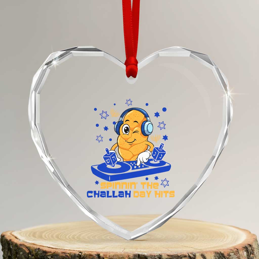Hanukkah DJ Challah And Dreidel Heart Crystal Glass Ornament Funny Jewish Gift TS12 Transparent Glass 3'' Heart Print Your Wear