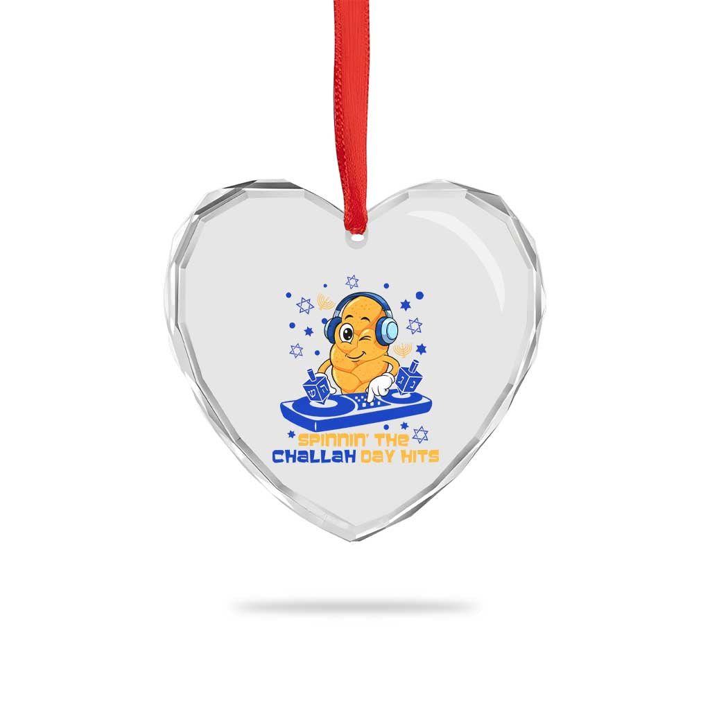 Hanukkah DJ Challah And Dreidel Heart Crystal Glass Ornament Funny Jewish Gift TS12 Print Your Wear