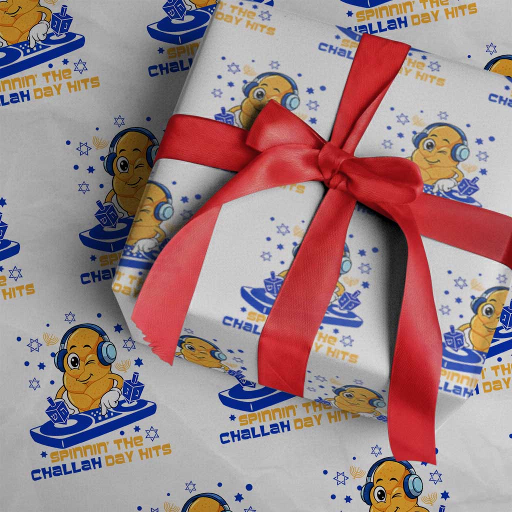 Hanukkah DJ Challah And Dreidel Wrapping Paper Roll Funny Jewish Gift TS12 White Print Your Wear