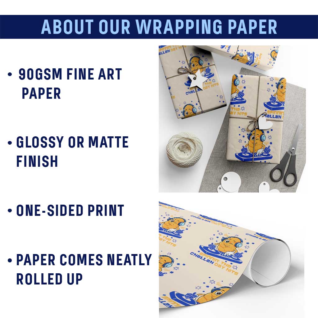 Hanukkah DJ Challah And Dreidel Wrapping Paper Roll Funny Jewish Gift TS12 Print Your Wear