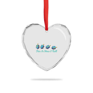 Hanukkah Dreidel Heart Crystal Glass Ornament This Is How I Roll Jewish Holiday Gift TS12 Print Your Wear