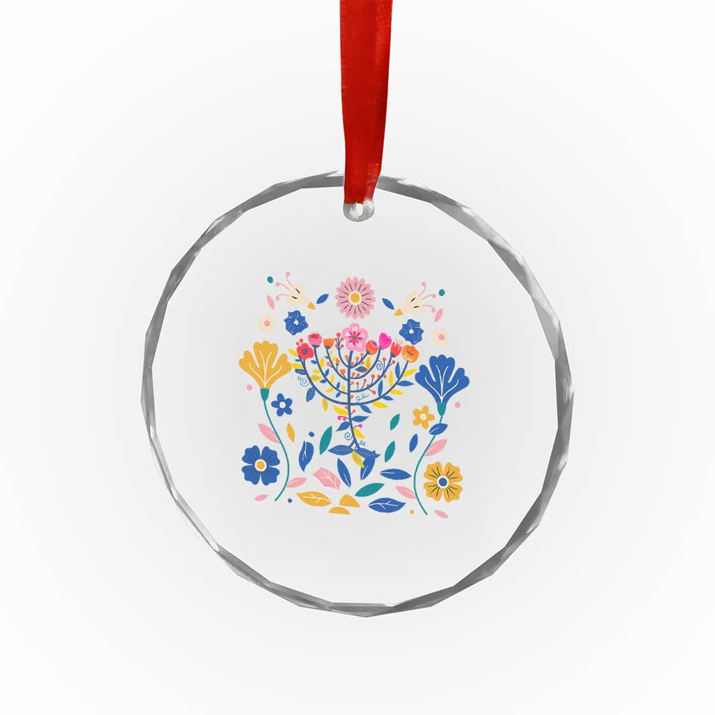 Hanukkah Floral Menorah Crystal Glass Ornament Jewish Gift For Women TS12 Print Your Wear