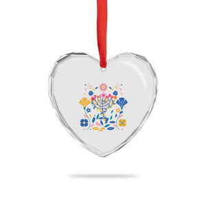 Hanukkah Floral Menorah Heart Crystal Glass Ornament Jewish Gift For Women TS12 Print Your Wear
