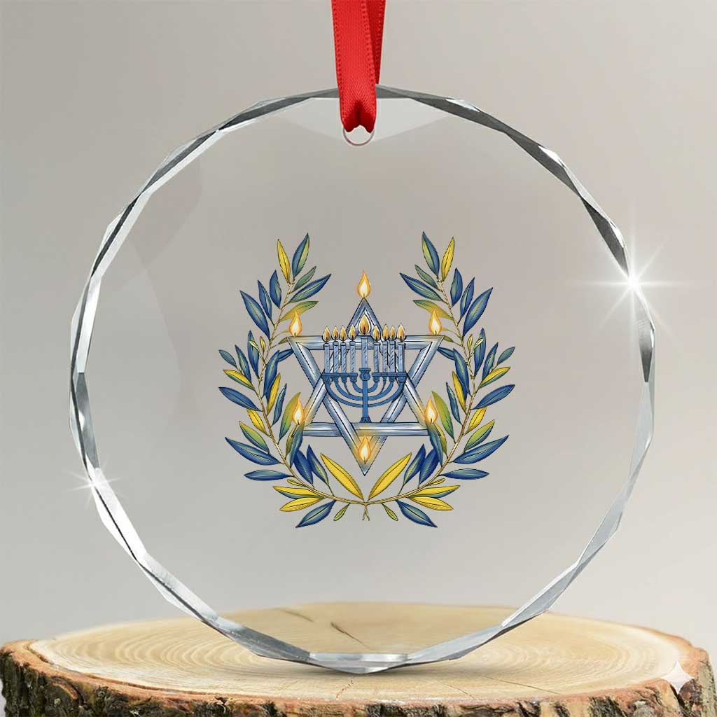 Hanukkah Flower Menorah Star Of David Crystal Glass Ornament Gift For Women TS12 Transparent Glass 3'' Circle Print Your Wear