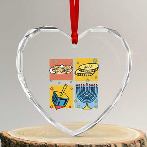 Hanukkah Heart Crystal Glass Ornament Festival Of Lights Dreidel Menorah Candle Star Gift TS12 Transparent Glass 3'' Heart Print Your Wear