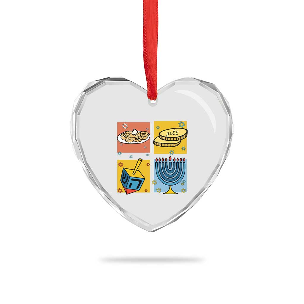 Hanukkah Heart Crystal Glass Ornament Festival Of Lights Dreidel Menorah Candle Star Gift TS12 Print Your Wear