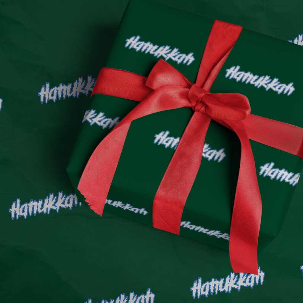 Hanukkah Heavy Metal Wrapping Paper Roll Jewish Menorah Dreidel TS10 Green Print Your Wear