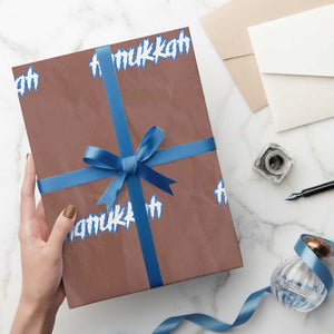 Hanukkah Heavy Metal Wrapping Paper Roll Jewish Menorah Dreidel TS10 Mocha Print Your Wear
